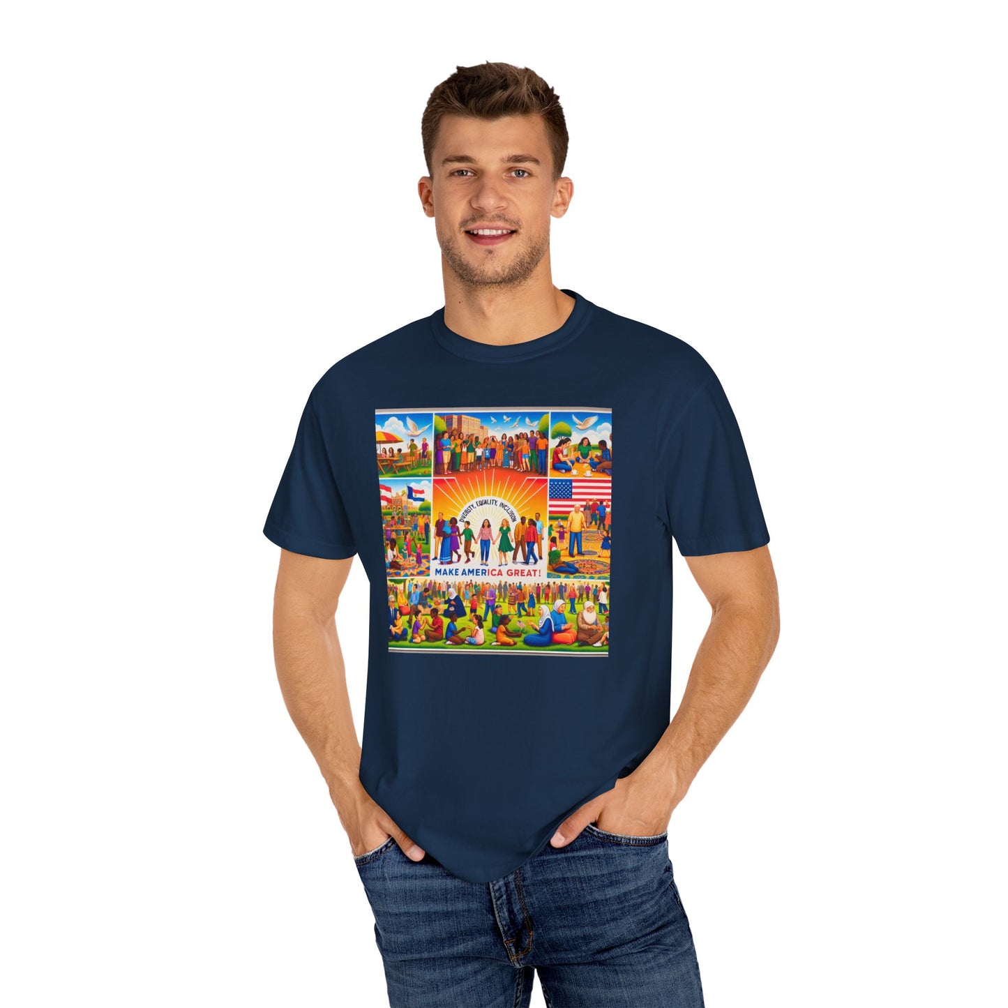 Diversity, Equality, and Inclusion Make America Great Unisex Garment-Dyed T-shirt