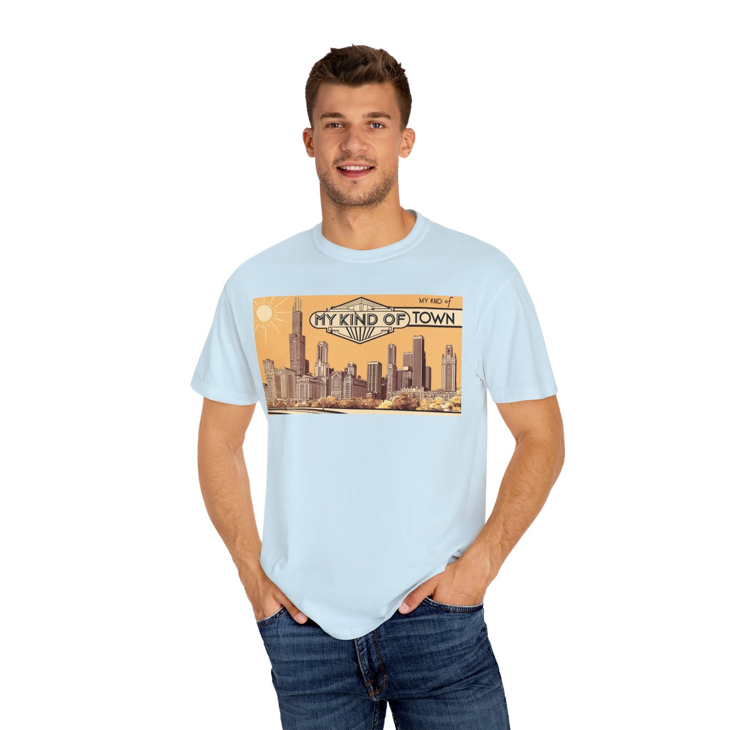 My Kind of Town Unisex Garment-Dyed T-Shirt - Vintage City Skyline Design