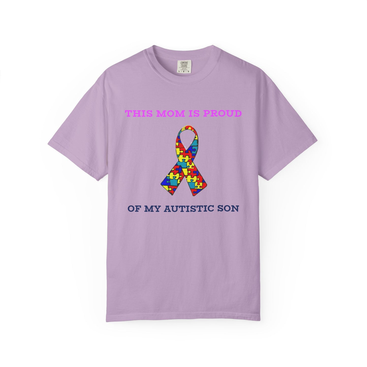 This Mom is Proud of my Autistic Son, Autism Awareness T-Shirt | Unisex Garment-Dyed Tee