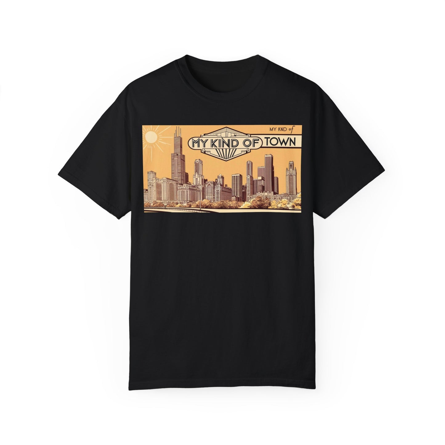 My Kind of Town Unisex Garment-Dyed T-Shirt - Vintage City Skyline Design