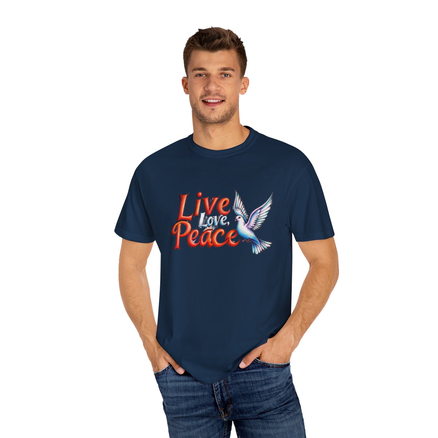 Live Love Peace Unisex Garment-Dyed T-shirt