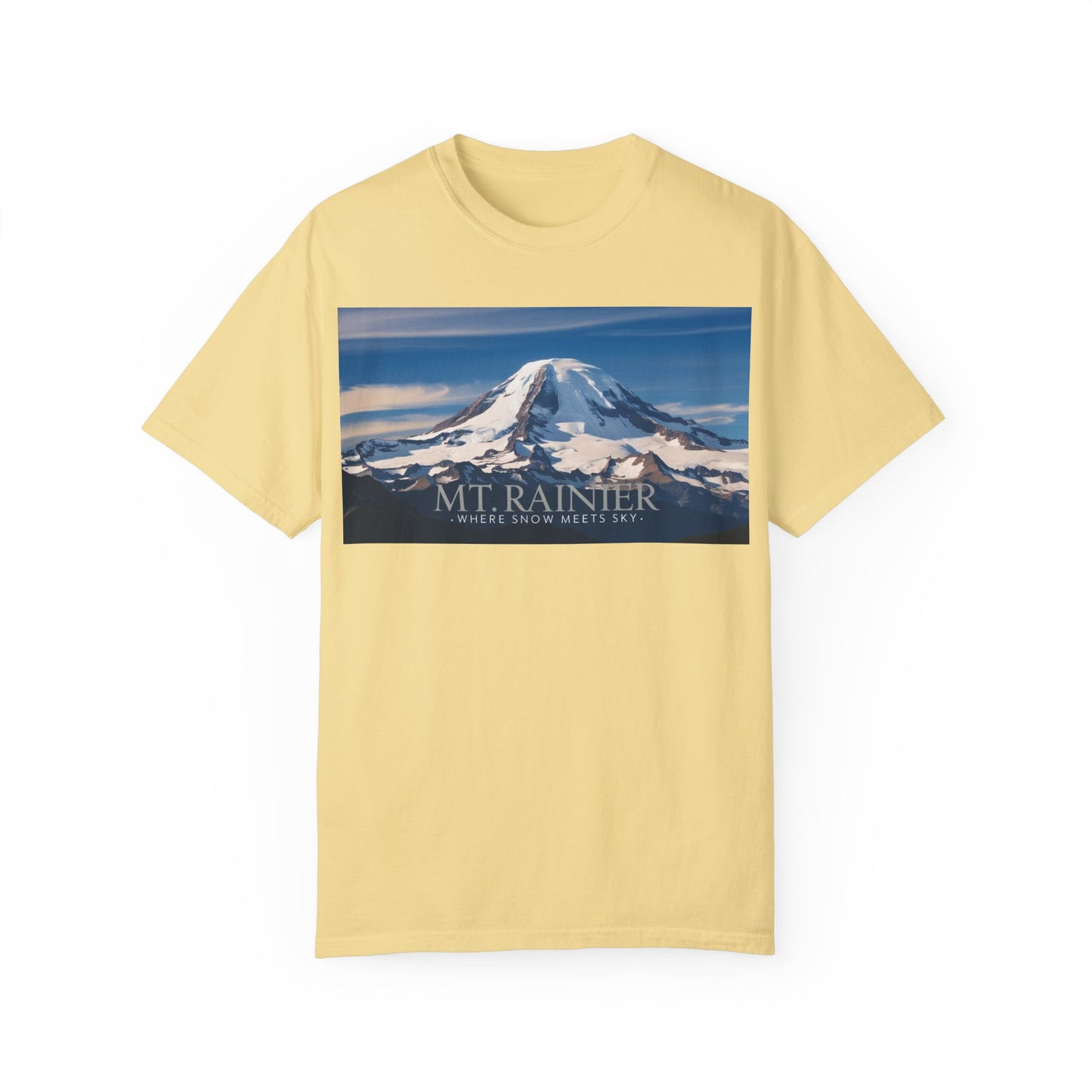 Mount Rainier- Where Snow Meets the Sky Mountain Landscape Unisex Garment-Dyed T-Shirt