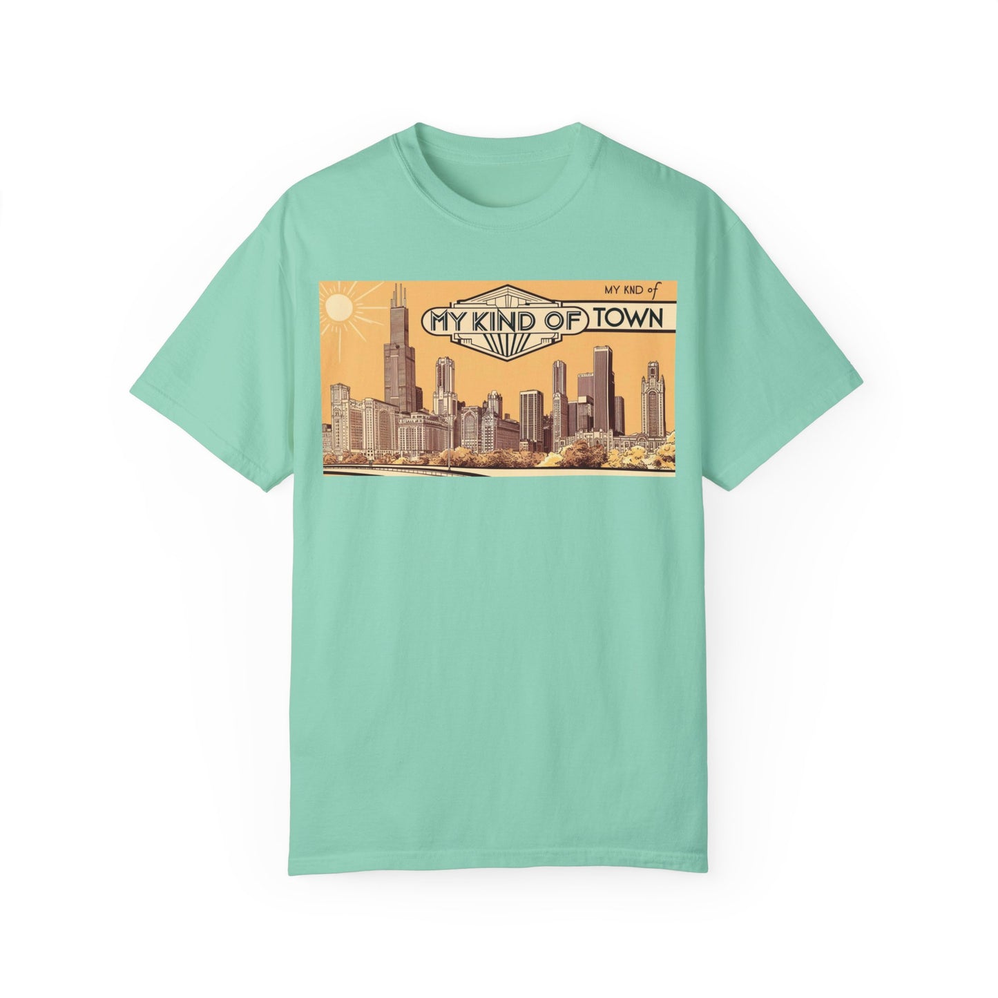 My Kind of Town Unisex Garment-Dyed T-Shirt - Vintage City Skyline Design