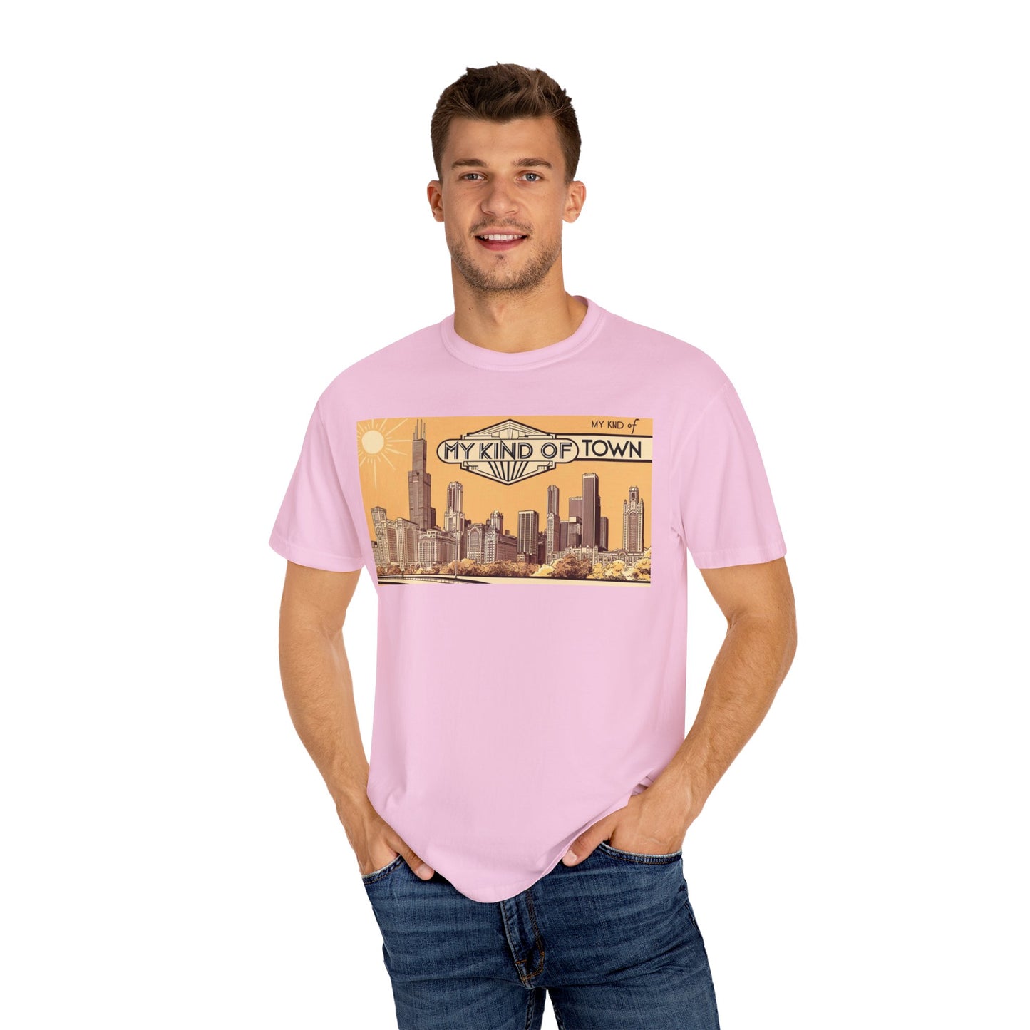 My Kind of Town Unisex Garment-Dyed T-Shirt - Vintage City Skyline Design