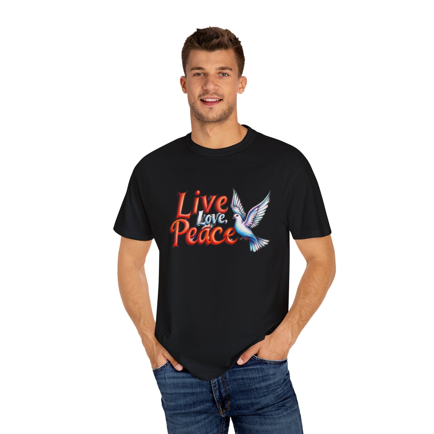 Live Love Peace Unisex Garment-Dyed T-shirt
