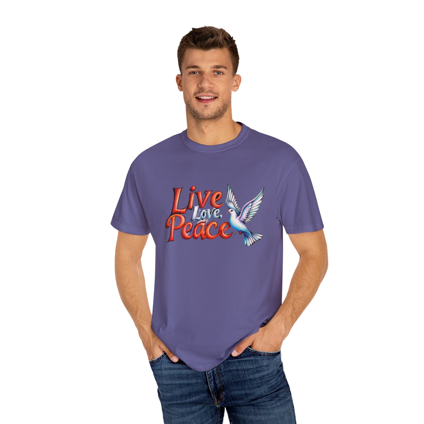 Live Love Peace Unisex Garment-Dyed T-shirt