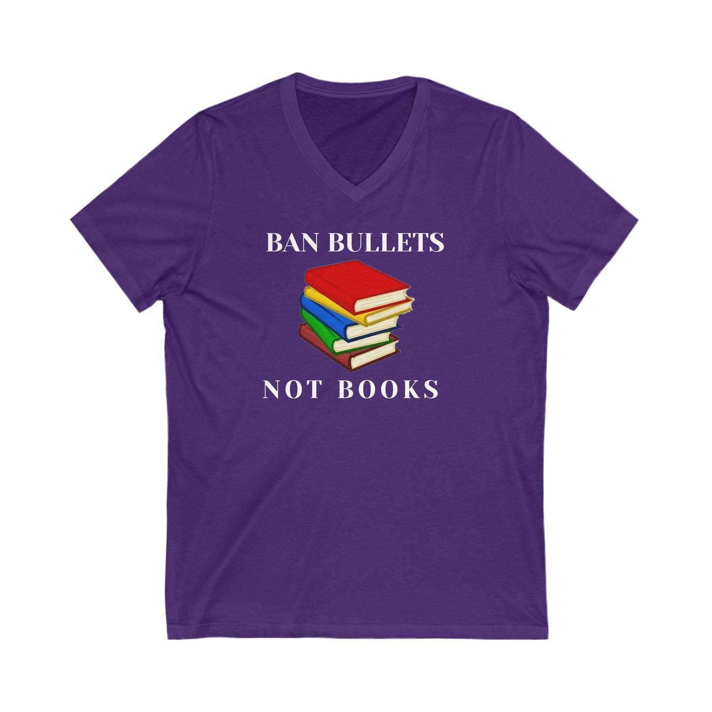 Ban bullets not books Unisex Jersey Short Sleeve V-Neck Tee