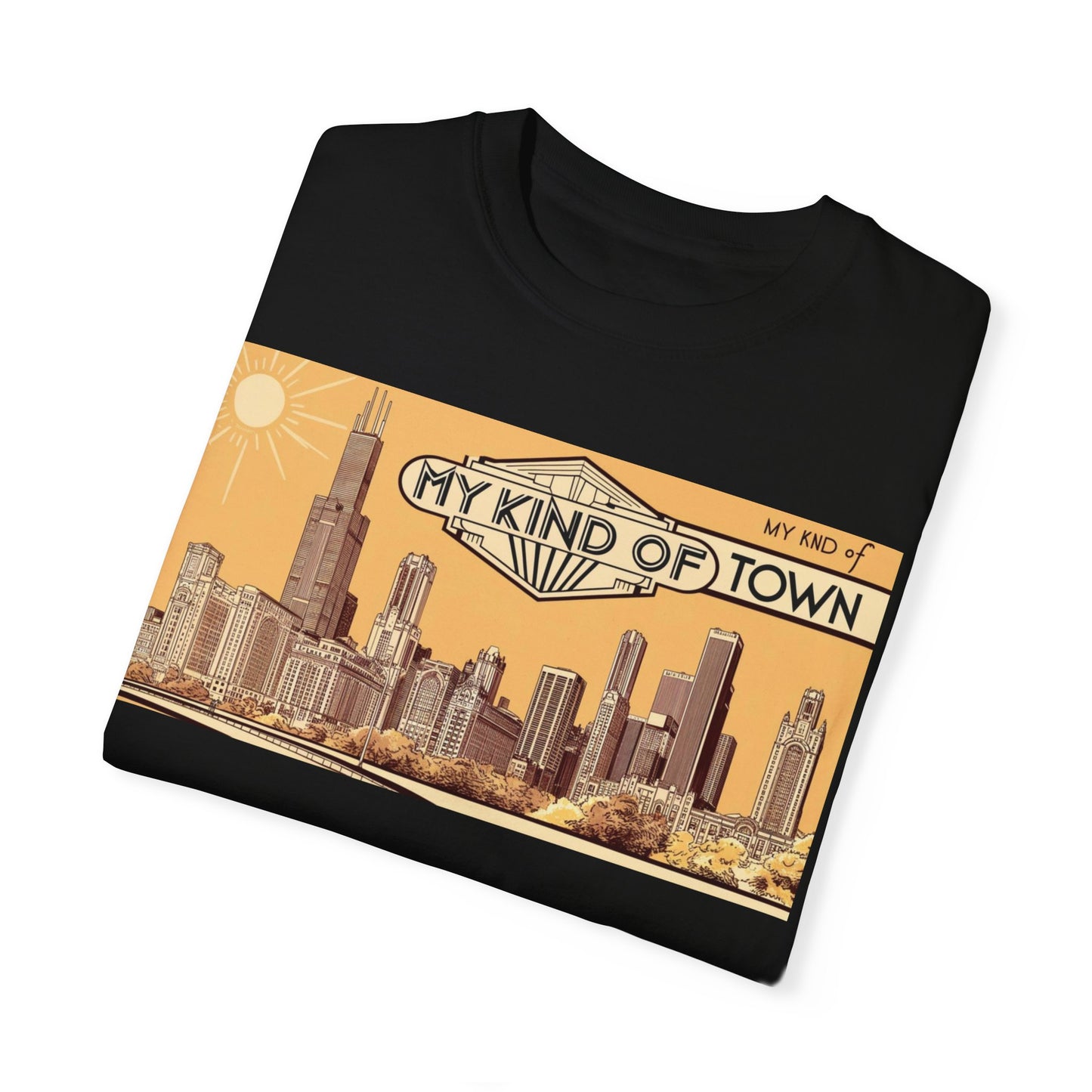 My Kind of Town Unisex Garment-Dyed T-Shirt - Vintage City Skyline Design